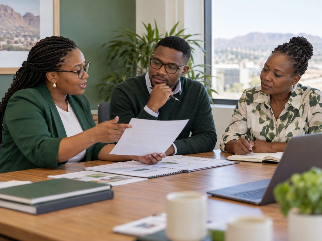 Education professionals reviewing a programme plan