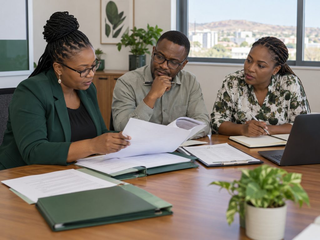 Education advisers reviewing programme quality documents