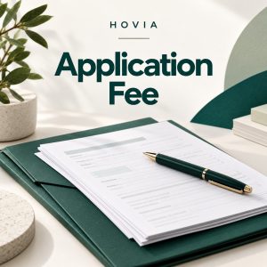Hovia Application Fee payment thumbnail in Hovia green and white.