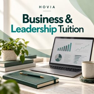 Hovia Business and Leadership Tuition payment thumbnail in Hovia green and white.
