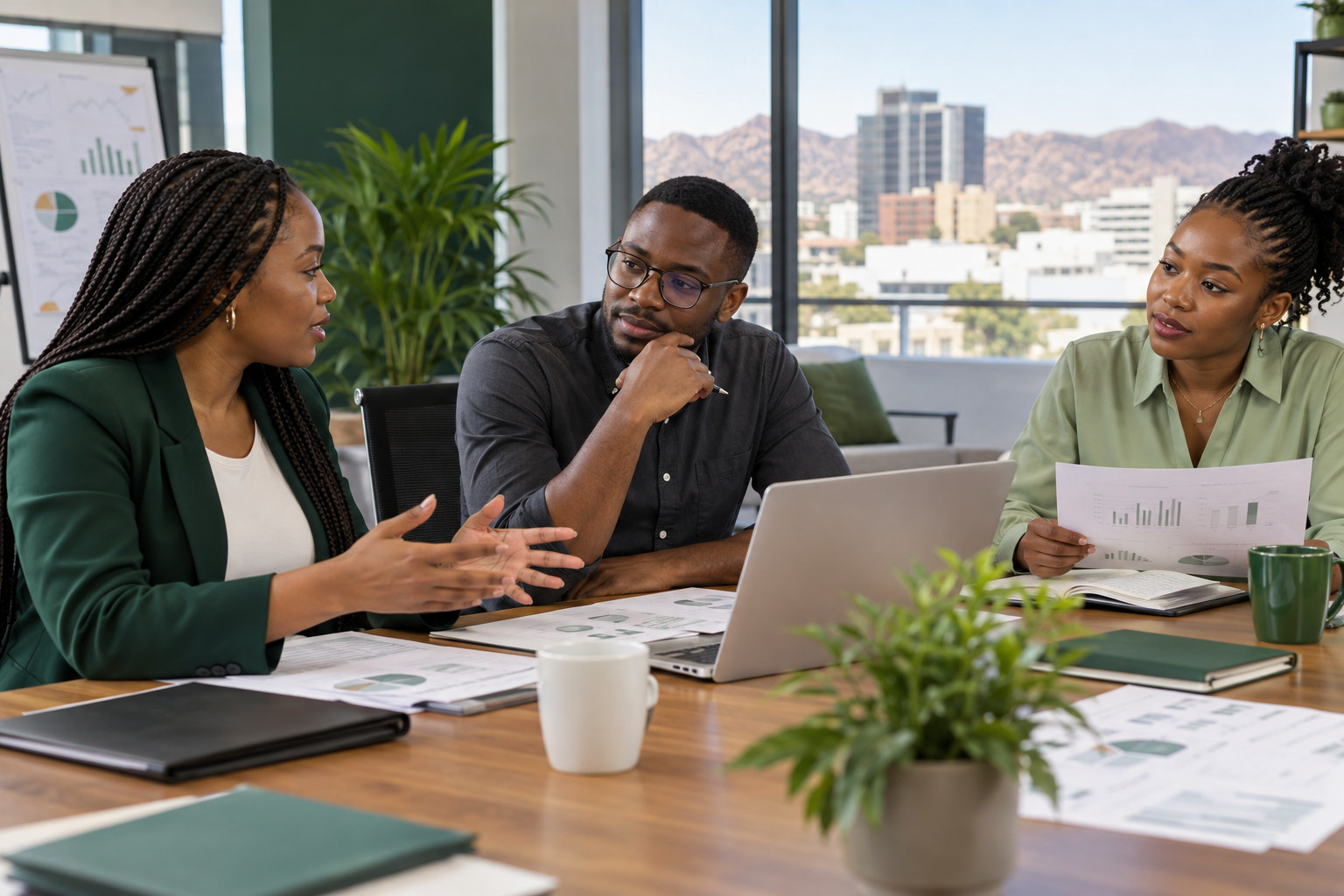 Professionals collaborating on business planning