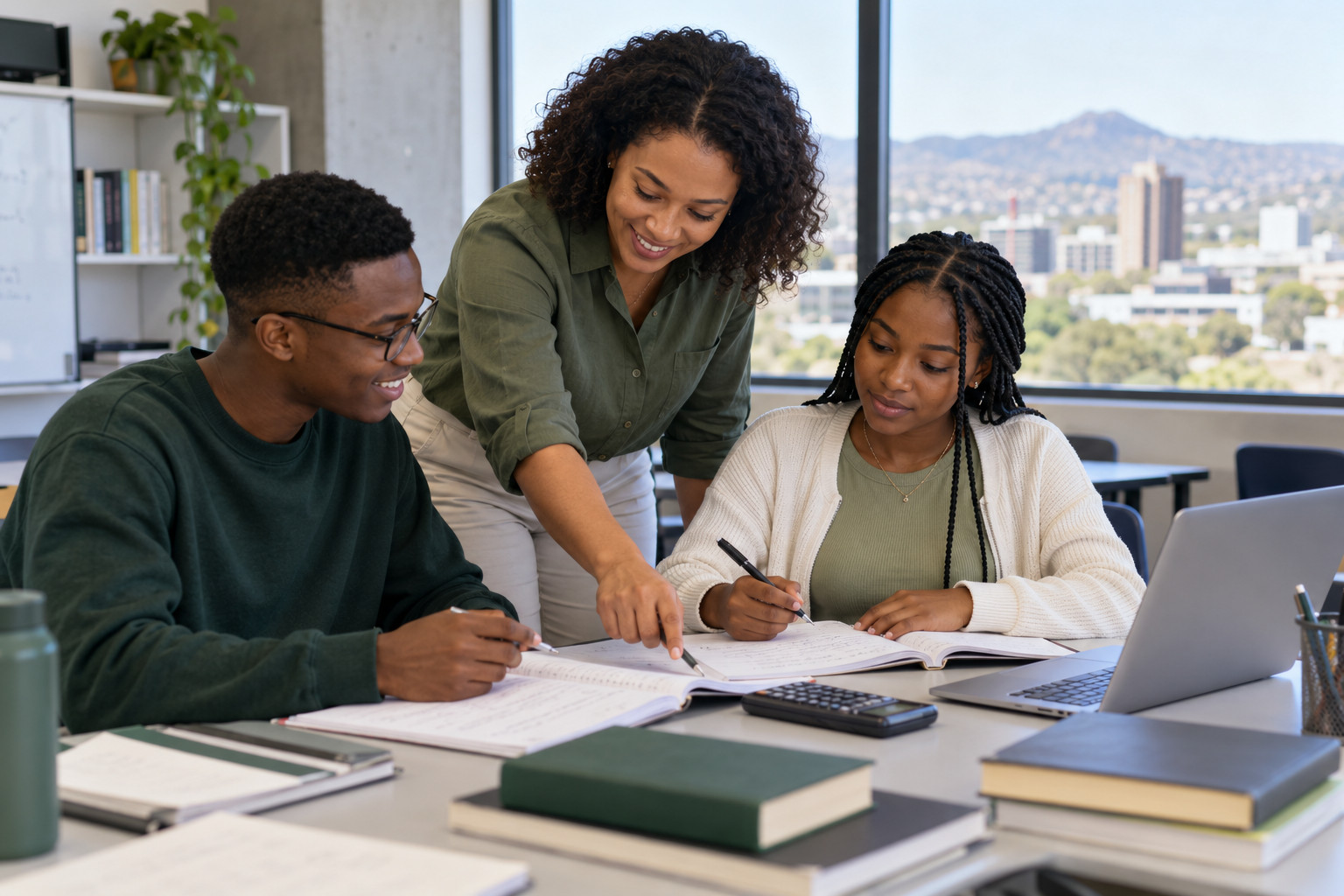 Young adult learners preparing for further study with a tutor